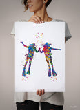 Scuba Divers Couple Mrs And Mrs Watercolor Print Same Sex LGBT Love Wins Two Woman Wall Art Diving Wall Decor Canvas Art Wall Hanging-2268