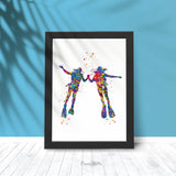 Scuba Divers Couple Mrs And Mrs Watercolor Print Same Sex LGBT Love Wins Two Woman Wall Art Diving Wall Decor Canvas Art Wall Hanging-2268