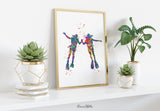 Scuba Divers Couple Mrs And Mrs Watercolor Print Same Sex LGBT Love Wins Two Woman Wall Art Diving Wall Decor Canvas Art Wall Hanging-2268