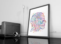 Artificial Intelligence Brain Watercolor Print Tech Abstract Circuit Board Nerd Science Art Computer Nano Technology Circuit Board Art-206