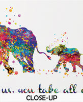 Elephant Family Mom Dad and Babys Quote Art Print Housewarming Gift Painting Wedding Gift Wall Art  Wall Decor Home Decor Wall Hanging-646
