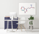 DMT Molecule Watercolor Print Chemical Molecule Symbol Wall Art Nerd Science Biology Medical Art Chemistry Laboratory Medical Clinic-1646