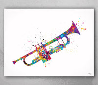 Trumpet Music Instrument Watercolor Print Trumpeters Music Wall Art Trumpet Poster Jazz Geekery Nerdy Wall Hanging Music Studio Poster-1133