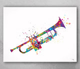 Trumpet Music Instrument Watercolor Print Trumpeters Music Wall Art Trumpet Poster Jazz Geekery Nerdy Wall Hanging Music Studio Poster-1133