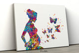 Pregnant Mom and Butterfly Watercolor Print Pregnancy Gift Obstetrician Nursing Baby Shower New Mum Art Clinic Midwife Gift OBGYN Gift-1331