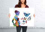 Pregnant Mom and Butterflies Watercolor Print Pregnancy Gift Butterfly Obstetrician Nursing Baby Shower New Mum Art Clinic Midwife Gift-1330