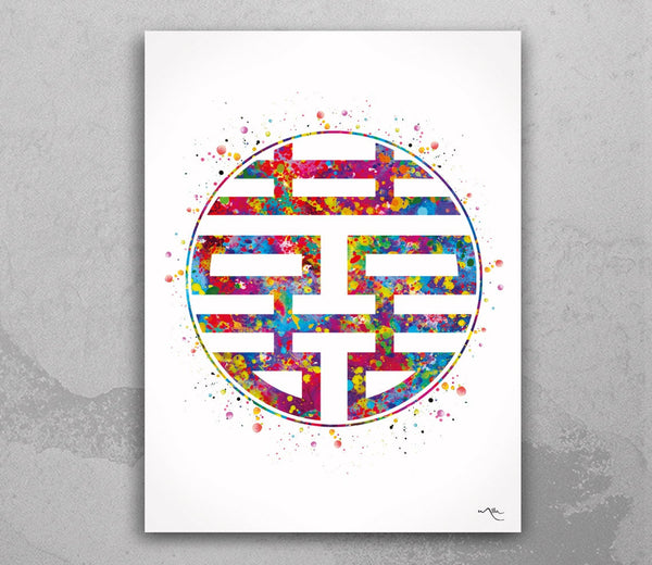 Double Happiness Watercolor Print Love Quote Print Wedding Gift Wall Art Chinese Valentine Calligraphy Wall Art Home Decor Wall Hanging-654