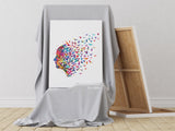 Free Mind Watercolor Print Flying Birds Painting Meditation Freedom Yoga Print Psychology Clinic Therapy Yoga Original Design Nirvana-1014