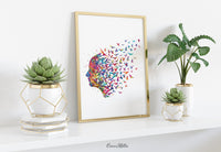 Free Mind Watercolor Print Flying Birds Painting Meditation Freedom Yoga Print Psychology Clinic Therapy Yoga Original Design Nirvana-1014