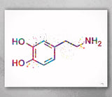 Dopamine Molecule Watercolor Print Chemical Molecule Symbol Wall Art Nerd Science Art Biology Medical Art Chemistry Dopamine Poster-176