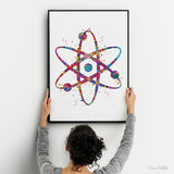 Atom, Atom Symbol, Watercolor Print, Medical Symbol, Wall Art, Atomic, Science Art, Graduation Gift, Physics, School, Science Decor-943