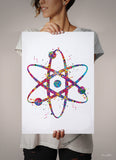 Atom, Atom Symbol, Watercolor Print, Medical Symbol, Wall Art, Atomic, Science Art, Graduation Gift, Physics, School, Science Decor-943