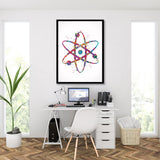 Atom, Atom Symbol, Watercolor Print, Medical Symbol, Wall Art, Atomic, Science Art, Graduation Gift, Physics, School, Science Decor-943