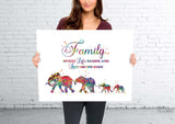Elephant Family Quote Watercolor Print Mom Dad and two Baby Art Print Wedding Gift Wall Art  Wall Decor Art Home Decor Wall Hanging-1155