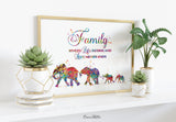 Elephant Family Quote Watercolor Print Mom Dad and two Baby Art Print Wedding Gift Wall Art  Wall Decor Art Home Decor Wall Hanging-1155