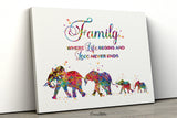 Elephant Family Quote Watercolor Print Mom Dad and two Baby Art Print Wedding Gift Wall Art  Wall Decor Art Home Decor Wall Hanging-1155