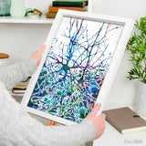 Neural Network Blue Watercolor Print Abstract  Medical Art Science Neurology Brain Psychiatry Therapy Canvas Poster Neuron Synapses-1250