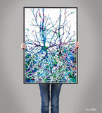 Neural Network Blue Watercolor Print Abstract  Medical Art Science Neurology Brain Psychiatry Therapy Canvas Poster Neuron Synapses-1250
