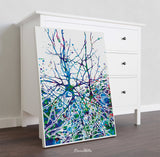 Neural Network Blue Watercolor Print Abstract  Medical Art Science Neurology Brain Psychiatry Therapy Canvas Poster Neuron Synapses-1250