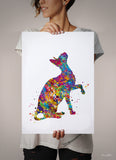 Sphynx Cat Watercolor Print Cat Lover Home Decor Kitty Cat Painting Housewarming Gift Pet Loss Gift Hairless Cat Devon Rex Gift Wall Art-294