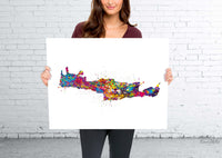 Crete Map Watercolor Print Crete Island Wall Art Greece Greek Islands Wedding Gift Honeymoon Gift Map Wall Art Travel Anniversary Gift-2264