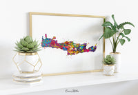 Crete Map Watercolor Print Crete Island Wall Art Greece Greek Islands Wedding Gift Honeymoon Gift Map Wall Art Travel Anniversary Gift-2264
