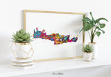 Crete Map Watercolor Print Crete Island Wall Art Greece Greek Islands Wedding Gift Honeymoon Gift Map Wall Art Travel Anniversary Gift-2264