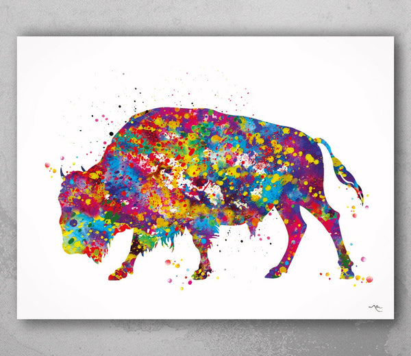 Bison Art Print Buffalo Watercolor Painting Animal Painting Art Wall Art Farmh House Wall Decor Wildlife Home Decor Nursery Wall Hanging-679