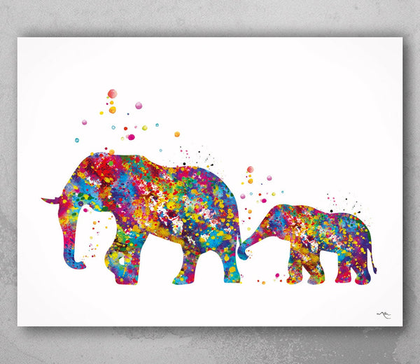 Elephant Family Art Watercolor Print Animal Wall Art Wall Decor Wall Hanging Elephant Poster Home Decor Nursery Decor Housewarming Gift-225