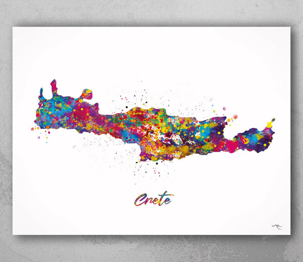 Crete Map Watercolor Print Crete Island Wall Art Greece Greek Islands Wedding Gift Honeymoon Gift Map Wall Art Travel Anniversary Gift-2264