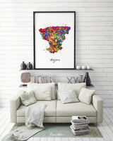 Aegina Map Watercolor Print Aegina Island Map Greece Travel Poster Wedding Honeymoon Anniversary Greek Wall Decor Minimalist Wall Art-2282