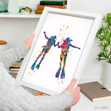 Scuba Divers Couple Mrs And Mrs Watercolor Print Same Sex LGBT Love Wins Two Woman Wall Art Diving Wall Decor Canvas Art Wall Hanging-2268