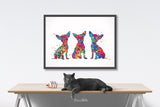 Three Chihuahua Dogs Watercolor Print Poster Gift Pet Dog Love Puppy Friend Animal Dog Doglover Poster Pet Wall Art Animal Art Dog Art-1505
