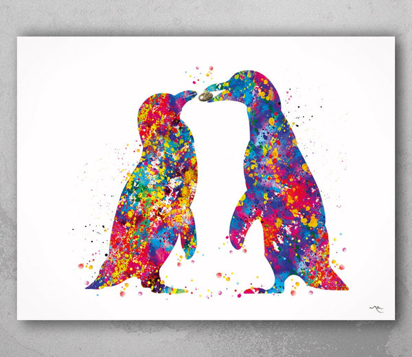 Penguin Watercolor Print Marriage Proposal Pebble Wedding Gift Love Housewarming Gift Wall Decor Art Home Decor Wall Hanging Love Couple-837