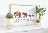 Elephant Family Mom Dad and Babys Quote Art Print Housewarming Gift Painting Wedding Gift Wall Art  Wall Decor Home Decor Wall Hanging-646