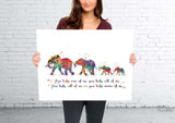 Elephant Family Mom Dad and Babys Quote Art Print Housewarming Gift Painting Wedding Gift Wall Art  Wall Decor Home Decor Wall Hanging-646