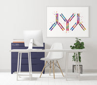 Antibody Watercolor Print Antibodies Medical Art immunology Nurse Practitioner Medicine immune system IgG CANVAS Doctor Office Clinic-1292