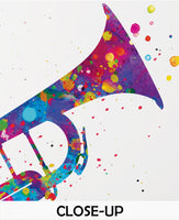 Trumpet Music Instrument Watercolor Print Trumpeters Music Wall Art Trumpet Poster Jazz Geekery Nerdy Wall Hanging Music Studio Poster-1133