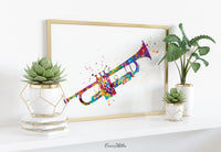 Trumpet Music Instrument Watercolor Print Trumpeters Music Wall Art Trumpet Poster Jazz Geekery Nerdy Wall Hanging Music Studio Poster-1133
