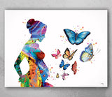 Pregnant Mom and Butterflies Watercolor Print Pregnancy Gift Butterfly Obstetrician Nursing Baby Shower New Mum Art Clinic Midwife Gift-1330