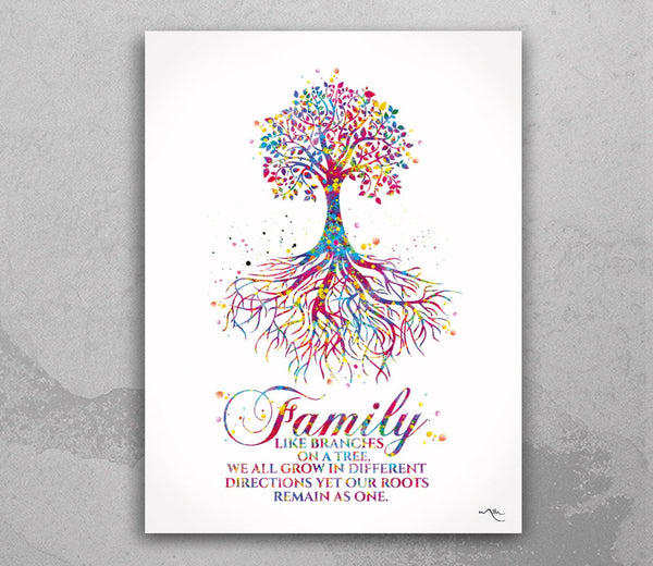 Tree Roots Family Quote Watercolor Print Wedding Gift  Housewarming Gift Typography Wall Decor Wall Art Home Decor Nursery Wall Hanging-455