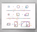 Golden Ratio Fibonacci Spiral Watercolor Print Fibonacci Sequence Numbers Golden Spiral Geometric Art Science Art Dorm Wall Mathematics-420