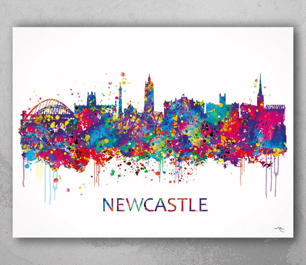 Newcastle Skyline Watercolor Print Newcastle upon Tyne Geordie Newcastle Landmark Art Print Wall Wedding Gift Wall Decor Home Decor-820