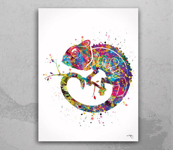 Chameleon Watercolor Print Animal Print Watercolor Colored Wall Art Wall Decor Art Home Decor Wildlife Gift Nursery Decor Wall Hanging-778