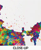 India Map Watercolor Print New Delhi Wall Art Wedding Gift Honeymoon Gift Map Wall Hanging Country Travel Poster Yoga Home Wall Decor-1157