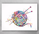 Knitting Art Watercolor Print Wall Art Yarn Knitted Woman Sewing Room Housewarming Craft Room Decor Wall Decor Tailor Gift Wall Hanging-2297