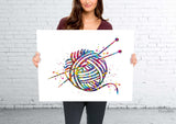 Knitting Art Watercolor Print Wall Art Yarn Knitted Woman Sewing Room Housewarming Craft Room Decor Wall Decor Tailor Gift Wall Hanging-2297