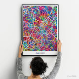 Galway Map, Galway Watercolor Print, Galway Street Map, Travel Decor, City Map Art, Map Wall Hanging, Ireland Street Map, Galway Poster-891