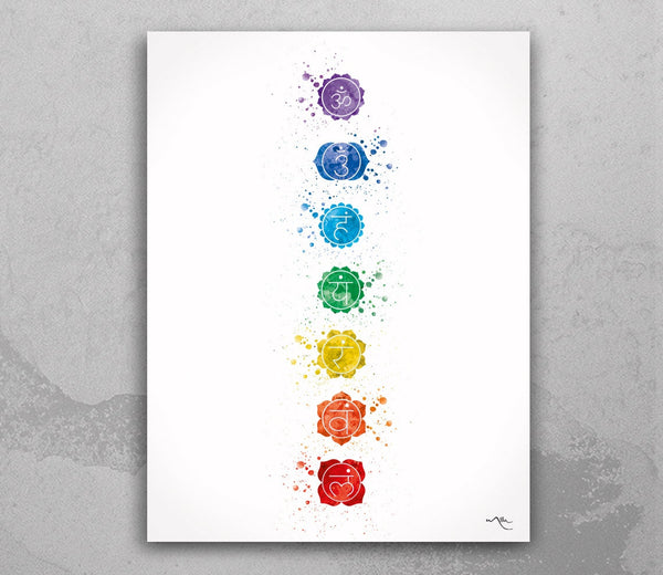 Chakras Watercolor Print Yogi Yoga Mediation Mindfulness Gift Yoga Studio Relaxation Housewarming Gift Wall Decor Spiritual Wall Art-2084