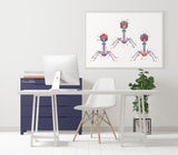 Bacteriophage Watercolor Print Virus Medical Art T-Cell Biotech Wall Art Bioscience Microbiology Bacteria Biology Microscopy Science Art-196
